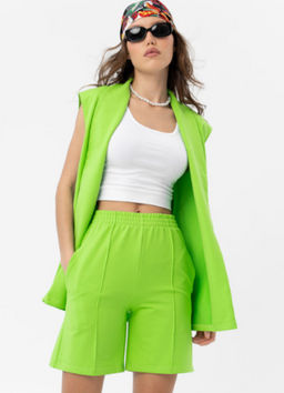 Шорты из хлопкового футера с высокой посадкой  Футер 2-х нитка