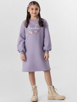 Платье для девочек фиолетовое с надписью "Marvelous"