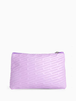 Косметичка на молнии плоская, с подкладкой, маленькая, с принтом, сиреневая