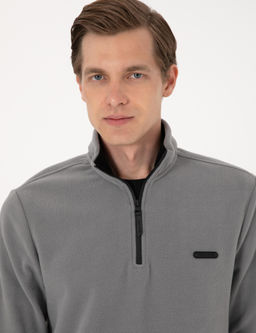 Gri Regular Fit Yar_m Fermuarl_ Polar Sweatshirt - Pierre cardin фото 2