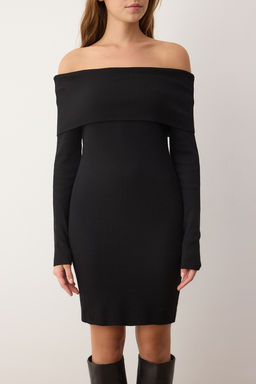 Siyah Duz Midi Triko Elbise TWOAW26EL00376 - Trendyolmilla фото 3