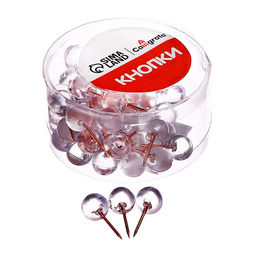 Цена за 12 шт. Кнопки силовые ШАРИКИ прозрачные с иголкой розовое золото 50 штук в пластиковой коробке