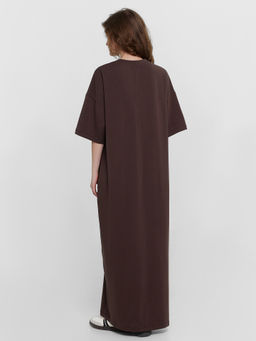 Платье женское коричневое длинное