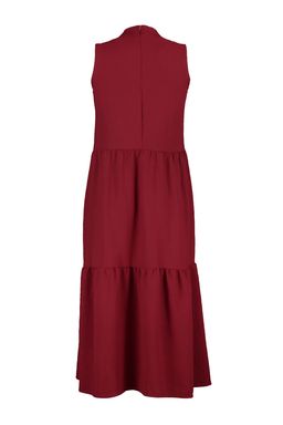 Bordo Shift/Duz Kesim Dik Yaka Midi Dokuma Elbise TWOSS20EL1864