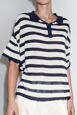 STRIPED KNIT POLO SHIRT - Zara фото 3