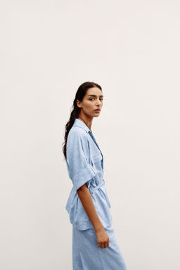 LINEN BLEND SAFARI SHIRT - Zara фото 11