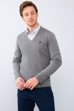 Erkek Gri Melanj Basic Kazak - U.s. polo assn фото 6
