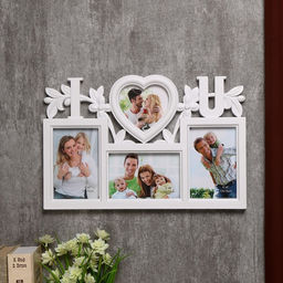 Фоторамка - коллаж на 4 фото 10?10, 10?15 см Я люблю тебя, пластик, мультирамка, белая, 26.5?40?2.5 см