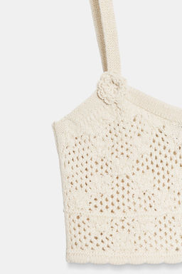 TOP PUNTO POINTELLE FLORES / Beige claro