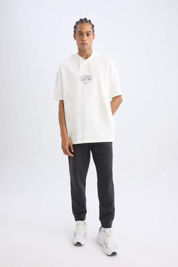 Мужская футболка оверсайз с капюшоном и принтом DeFactoFit NBA New York Knicks с короткими рукавами  фото 2