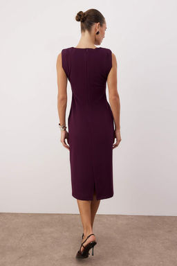 Siyah Duz Vucudu Saran Midi Dokuma Elbise TWOAW26EL00285 - Trendyolmilla фото 8