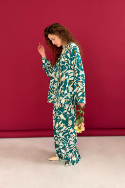 Блузка СЕТ113/01/Белый, зеленый - M&G all natural фото 6