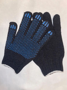 Перчатки ХБ с ПВХ "КАМА" (5 нитей) 7.5 класс, ЧЕРНЫЕ 0038ч 10 пар в уп (ЦЕНА ЗА ПАРУ!!!)