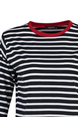 Siyah Cizgili Relaxed Kal?p Basic Bisiklet Yaka Renkli Ribanal? Orme T-Shirt TWOAW23TS00026