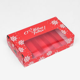 Коробка под 5 эклеров с вкладышами «С Новым годом!», 25×15×6.5 см, кондитерская упаковка