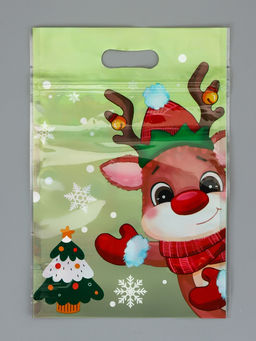 Цена за 50 шт. Пакет подарочный новогодний «Друзья дедушки Мороза», с zip-lock застежкой, МИКС, 15×22 см