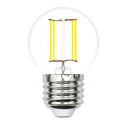 LED-G45-4W/4000K/E27/CL/SLF Лампа светодиодная. Форма "шар", прозрачная. Белый свет (4000K). ТМ Volpe
