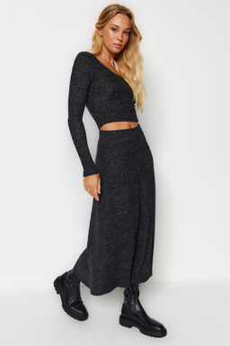TRENDYOLMILLA Antrasit Yuksek Bel Klos Form Yumos Orme Etek TWOAW24ET00249  фото 6
