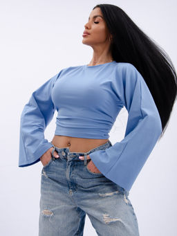 Лонгслив "Аида 3" голубой, кулирка с лайкрой