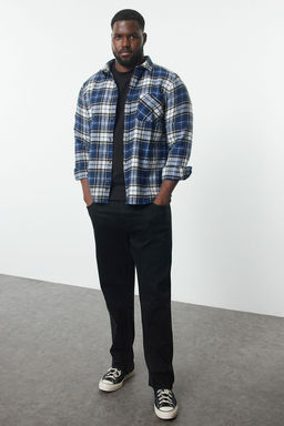 TRENDYOL MAN Mavi Regular Fit K?sl?k Kareli Ekose Oduncu Buyuk Beden Gomlek TMNAW25AX00003 - Trendyolmilla фото 3