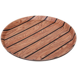 Цена за 2 шт. Поднос пластиковый "WOOD" 35см черная полоса