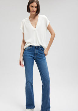 Lux Touch TENCEL TM V Yaka Beyaz Tisort