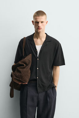 CAMISA PUNTO LINO - ALGOD?N / Negro - Zara фото 2