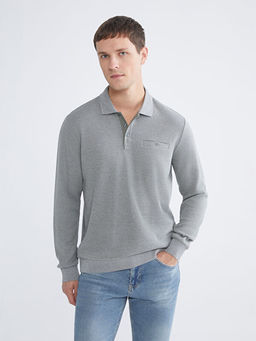 Polo Yaka Uzun Kollu Erkek Sweatshirt