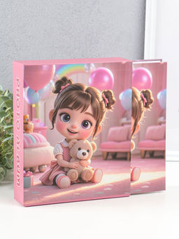 Фотоальбом на 80 фото 10х15 см "Малышка в розовой комнате, с мишкой" в коробке 5х19х22,8 см   109627