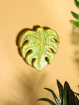 Панно «Лист», 12×13×1 см, дерево, зелёное