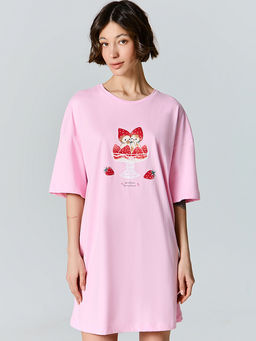 Туника домашняя женская розовая с надписью Как обычно, все клубнично - Mark formelle фото 2