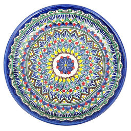 Ляган узбекский Риштанская керамика «Узоры», d=25 см, синий, МИКС