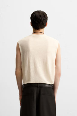 100% LINEN TANK T-SHIRT - Zara фото 3