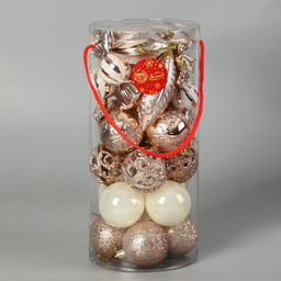 Ёлочные игрушки Торжество, новогодние, набор 28 шт., бело-золотой - Зимнее волшебство фото 2