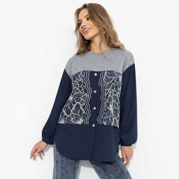 Свитшот комбинированный, Стиль по-взрослому (скай) - Charutti фото 2