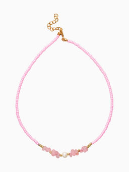 Чокер "Морской мир" крошка с жемчугом, бусины, цвет розовый  в золоте