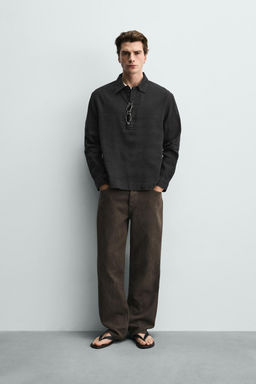 CAMISA POLO ALGOD?N - LINO / Negro