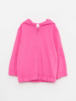 Kap??onlu Uzun Kollu Basic K?z Bebek Fermuarl? Sweatshirt