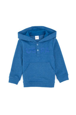 Erkek _ocuk Mavi Kap__onlu Basic Sweatshirt