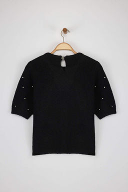 Siyah Yunlu Inci ve Tas Islemeli Triko Kazak TWOAW25KZ00127 - Trendyolmilla фото 7