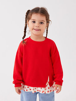 Bisiklet Yaka Uzun Kollu K?z Bebek Sweatshirt