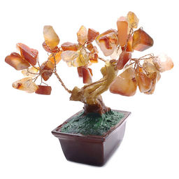 Дерево счастья с камнями Сердолик - дерево изобилия и семейного счастья 9см