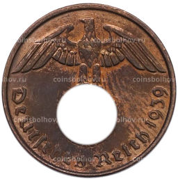Монета 2 рейхспфеннига 1939 года D Германия