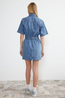 TRENDYOLMILLA Mavi Fermuar Detayl? Mini Denim Elbise TWOSS24EL00367  фото 6