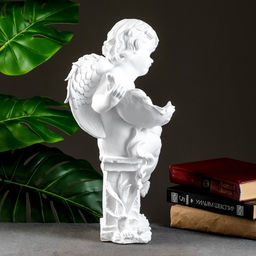 Фигура гипс Ангелочек с чашей, белый, 20?23?39 см