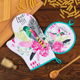 Набор кухонный «Love your live»: варежка-прихватка 20×28 см, прихватка 17×17 см, 35% х/л, 65% п/э