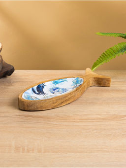 Блюдо в форме рыбки «Крабы», 25.5×10×2 см, дерево манго