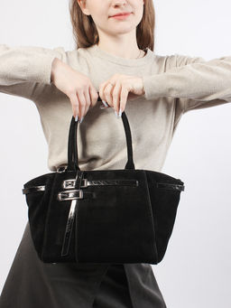 LACCOMA сумка Y2373F-черный натуральная замша, натуральная кожа полиэстер  фото 7