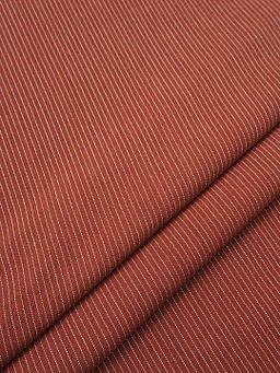 Пестрядь Мелкая полоска на темно-терракотовом, ш.1.4м, хлопок-95%, п/э-5%, 165гр/м.кв