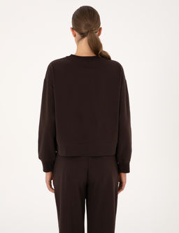 Kahverengi Oversize 2 _plik Sweatshirt